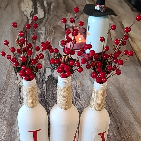Festive JOY Holiday Decor Bottles - White and Red - Picture 5 of 5